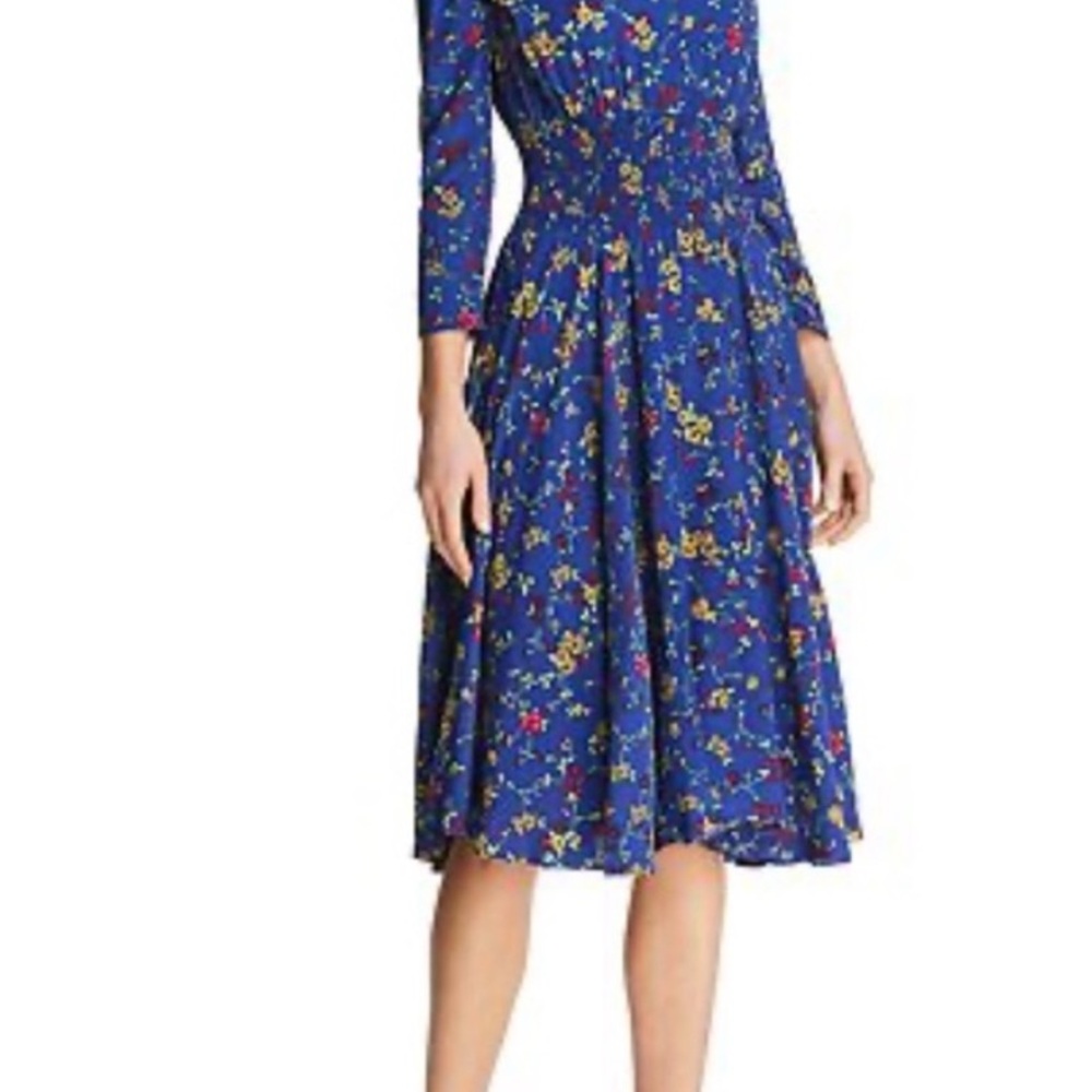 Maje Midi Dress Rayelle Green Floral Print Crepe Size 2/S